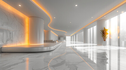 Modern corporate hub: Interior of business center, white tones