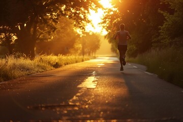 Silhouette of a man running at sunrise