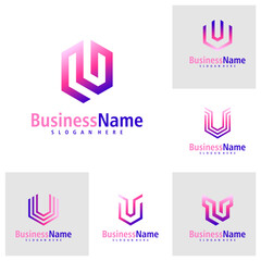 Set of Letter U logo design vector. Creative Initial U logo concepts template