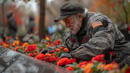 Memorial Day. Veterans remember their comrades.  - obrazy, fototapety, plakaty