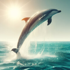 Dolphin jumping out of the water.