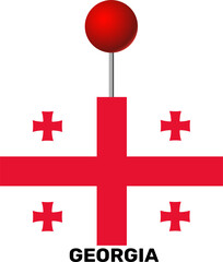 Georgia flag, location pin, location pointer	