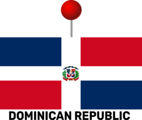 Dominican Republic flag, location pin, location pointer	