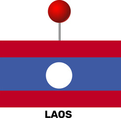 Laos flag, location pin, location pointer	