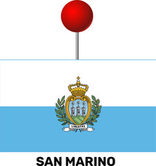 Map pin icon,  San Marino flag