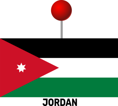 Map pin icon, Jordan flag