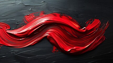 glossy red brush strokes sweep across a dark surface, complemented by an energetic splatter, embodying passion and drama in a powerful abstract composition. - obrazy, fototapety, plakaty