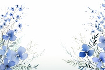 watercolor of rosemary clipart featuring delicate blue flowers and green foliage. flowers frame, botanical border, watercolor clipart isolated on white background