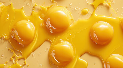 Yolk eggs top view on a yellow background Healthy  nutritious breakfast food