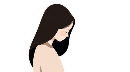 Silent Sorrow: A Depressed Girl Finds Solace, Copyspace Illustration
