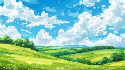 Obraz premium spring and summer landscape with trees and flowers. Summer background.