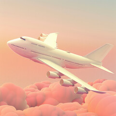 A 3D airplane icon soaring