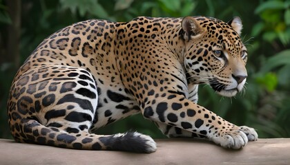 A Jaguar With Its Tail Held Low Indicating Relaxa  3