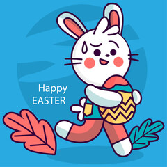 Obraz na płótnie Canvas Easter bunny runs with an egg