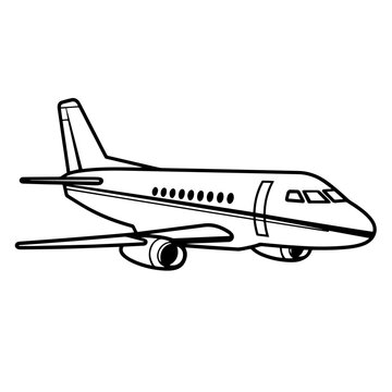 recommend clip art: Minimalist vector outline of an airplane icon for versatile use.