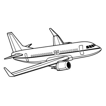 recommend clip art: Minimalist vector outline of an airplane icon for versatile use.