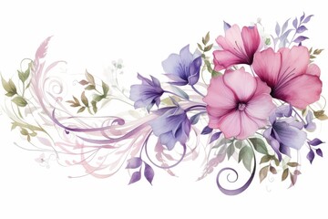 watercolor of sweet pea clipart with pastel-color. on White Background. Clipart for Mother's Day, 8 March, Women's Day. Ideal for print, invitation, greeting card.