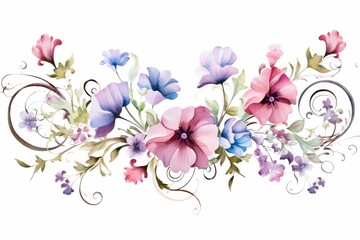 watercolor of sweet pea clipart with pastel-color. on White Background. Clipart for Mother's Day, 8 March, Women's Day. Ideal for print, invitation, greeting card.