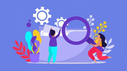  business analysis and planning, consulting, team work, project management, financial report and strategy. Research Teamwork, Business Meeting vector illustration