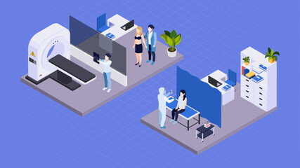 Medical Checkup isometric vector illustration. Medical Procedures 3d isometric Illustration