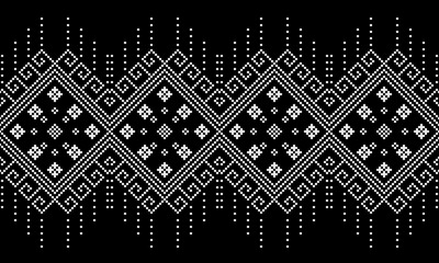 Geometric ikat ethnic oriental traditional design for background, carpet, wallpaper, clothes, wrap, fabric, vector illustration.