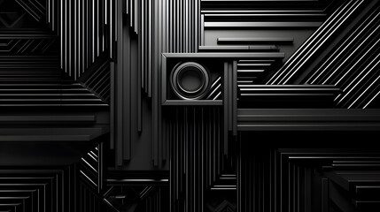 Obraz premium Technology black geometric stripes sphere abstract graphic poster web page PPT background