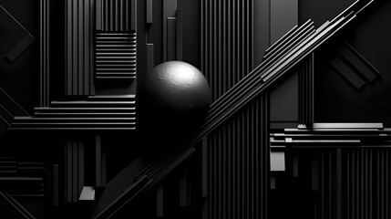 Technology black geometric stripes sphere abstract graphic poster web page PPT background