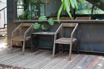 table and chairs in a garden