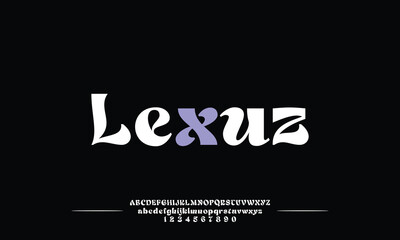 Lexuz is Elegant awesome alphabet letters font and number. Classic Lettering Minimal Fashion Designs. Typography fonts regular uppercase and lowercase. vector illustration