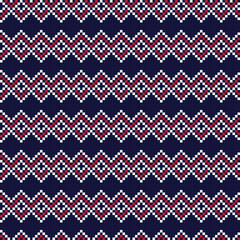 Red Argyle Fair Isle Seamless Pattern Design