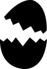 broken eggs icon vector. Black shapes of cracked egg, Flat Design. Broken egg, exploded eggshell, simple silhouette, isolated on transparent background, used for website, mobile app, ui, ux.
