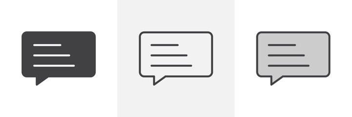 Interactive Speech and Comment Icons. Discussion Bubble and Public Feedback Symbols.