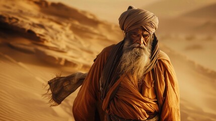 Old Sufi wearing a turban, AI generated Image