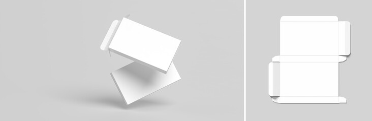 Box mock up isolated on white background. Cosmetics or medicine box mock up. 3D illustration. - 773747085