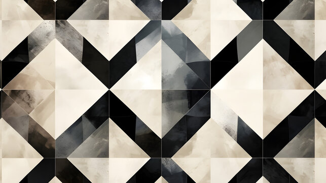 Digital retro black and white rhombus geometric abstract graphics poster web page PPT background