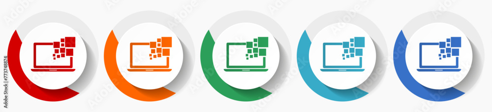 Aufkleber laptop, notebook, computer vector icon set, flat icons for logo design, webdesign and mobile applica