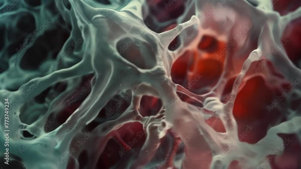 Poster a magnified view of the sarcoplasmic within a muscle cell containing a dense network of tubules and 