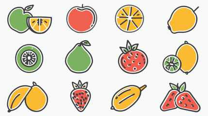 Fruits Outline Flat Icon Logo Illustration Vector 