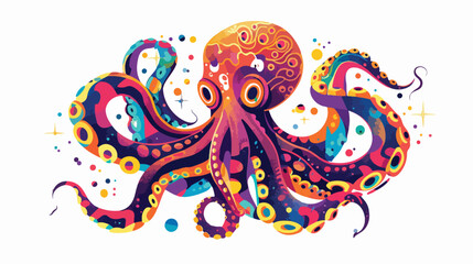 Futuristic octopus modern art cartoon character 