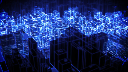 Futuristic digital database network abstract background.