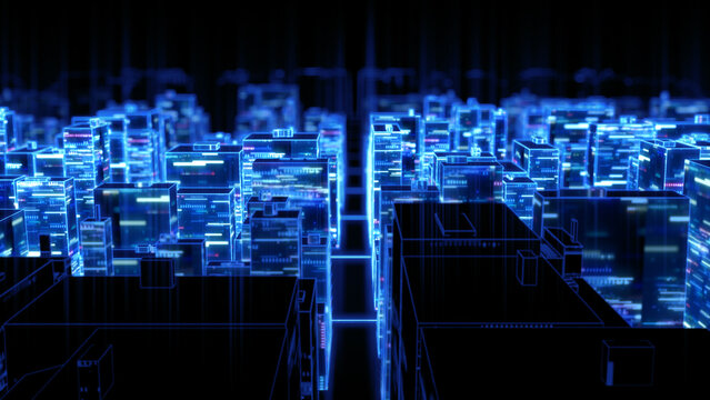 Digital city communication network technology abstract background.