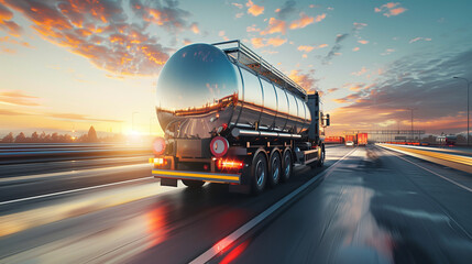 big metal fuel tanker truck - obrazy, fototapety, plakaty