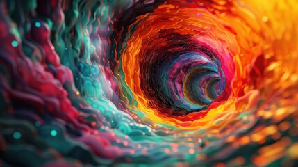 A colorful spiral with a rainbow of colors and a starry sky - obrazy, fototapety, plakaty