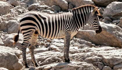 Fototapeta na wymiar A Zebra In A Rocky Terrain