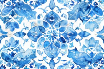 Watercolor Seamless pattern with blue and white	