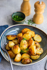 Roasted spring potato in the bowl