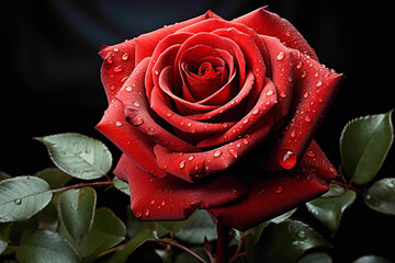 A vibrant red rose delicately placed to the side, its passionate hue standing out against a simple...