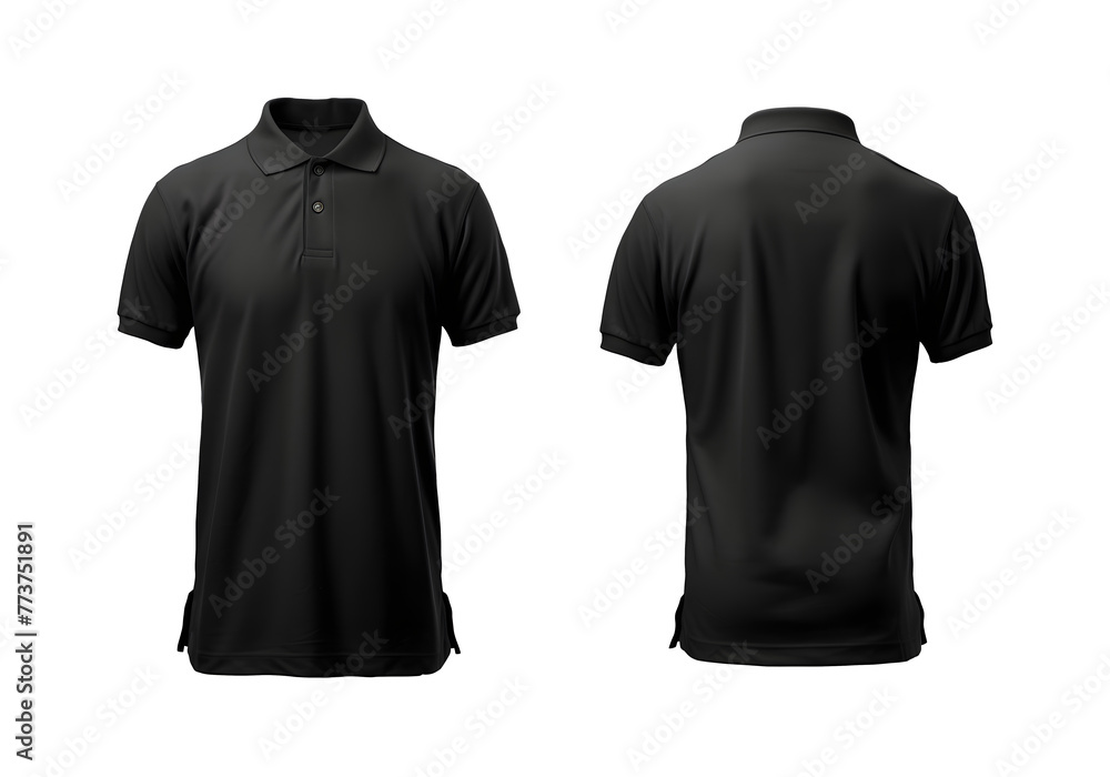 Wall mural Black blank polo t shirt template isolated on white and transparent background with clipping path. - Wall murals