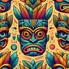 funny cartonized tiki mask illustration