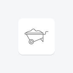 Wheelbarrow icon, cart, transport, carry, garden, editable vector, pixel perfect, illustrator ai file